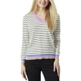 thumbnail image 1 of Jones New York Womens Striped V Neck Pullover Sweater, 1 of 1
