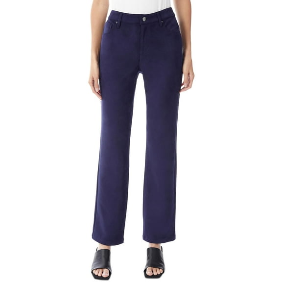 Jones New York Womens Suede Mid-Rise Straight Leg Pants