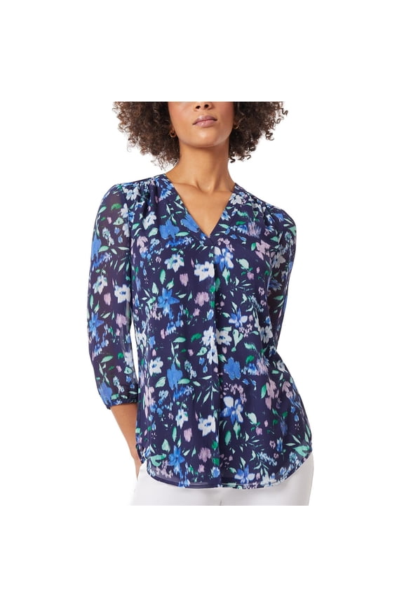 Womens Floral Tunic Blouse, Multicoloured, X-Small