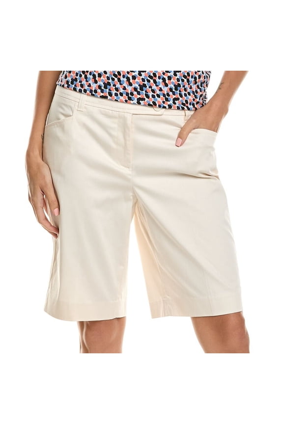 Womens Solid Casual Bermuda Shorts, Beige, 2