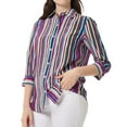 thumbnail image 1 of Jones New York Womens Button Front Shirt Bandeau Blouse, Multicoloured, X-Small, 1 of 2