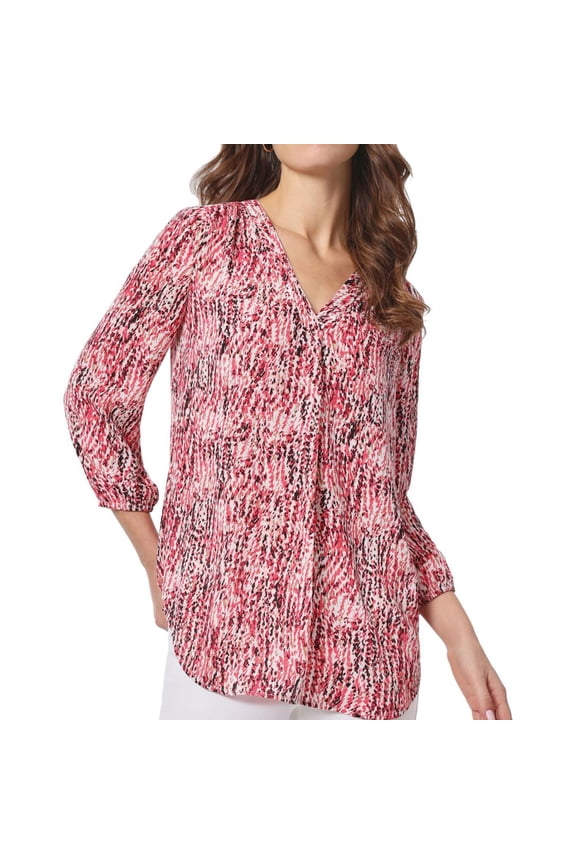 womens Front Pleat Top, S, Pink