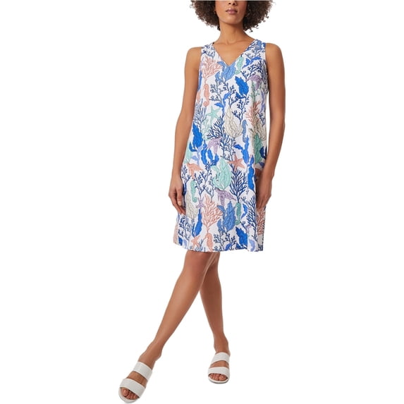 Jones New York Womens Underwater Scene Sheath Dress, Multicoloured, X-Small