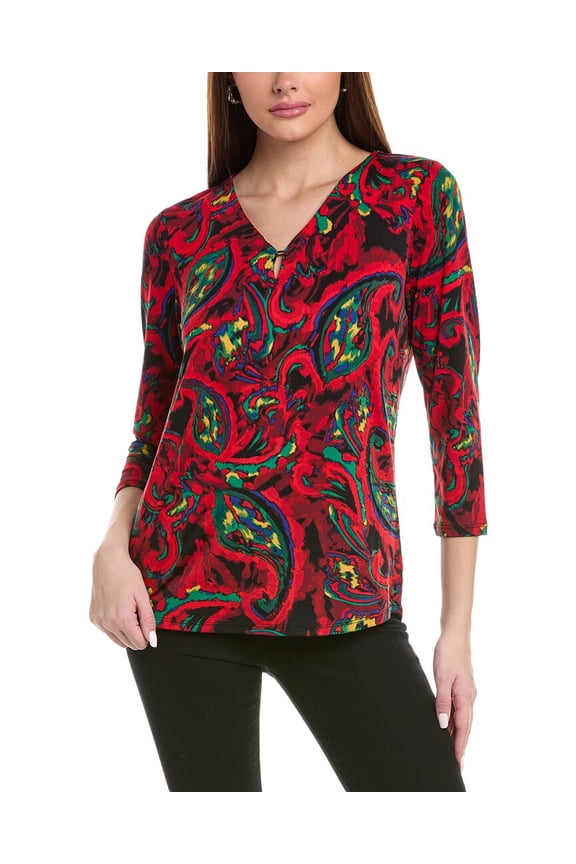 womens Moss Crepe Top, l, Red