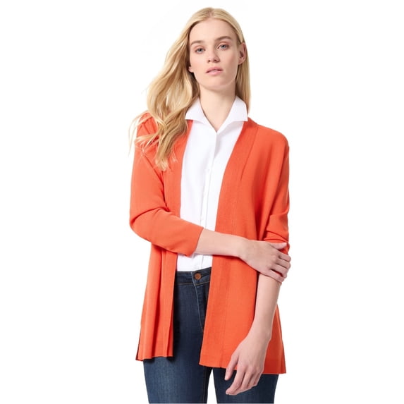 Jones New York Womens Solid Cardigan Sweater, Orange, Small