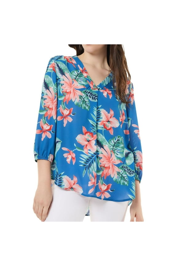 Womens Floral Peasant Blouse, Multicoloured, X-Small