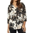 thumbnail image 1 of Jones New York Womens Brown Top Peasant Blouse, Brown, Small, 1 of 2