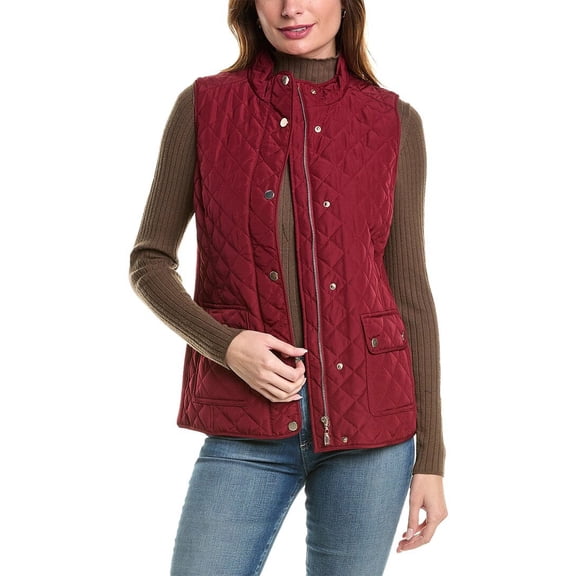 Jones New York womens  Quilted Vest, xs, Red