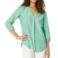thumbnail image 1 of Jones New York Womens Pleated Front Tunic Blouse, Green, Small, 1 of 2