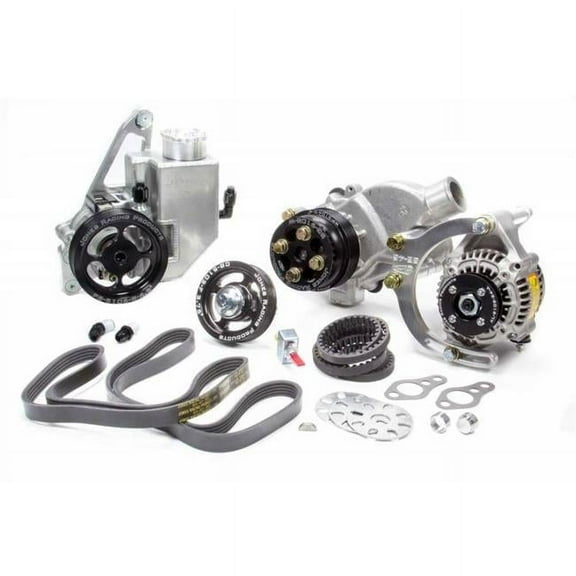 Jones Racing Products 1441-AR-CE 5 Rib Serpentine Pulley Kit Aluminum Black Anodized Small Block Chevy - Kit