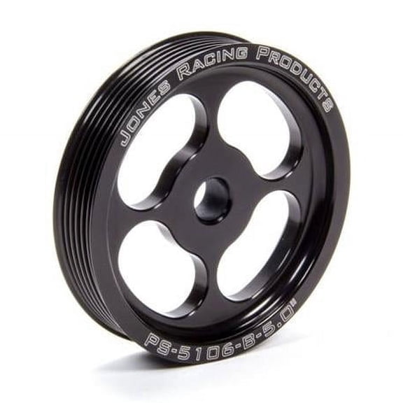 Jones Racing Products PS-5106-B-5.000 Serpentine Power Steering Pulley 6 Rib Press-On 5 in. dia. - Aluminum