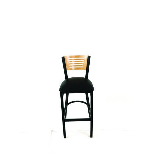Jones River Series Barstool, Supports Up to 300 lb, 28.5" Seat Height, Black Seat, Natural Back, Bla | Bundle of 2