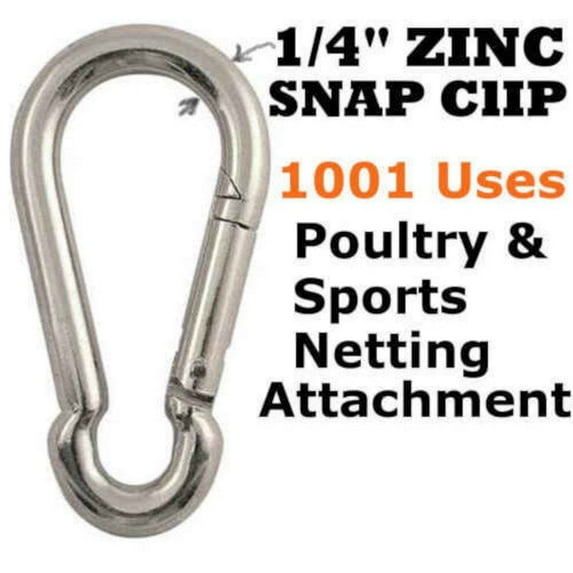 Jones-Sports 1/4" Zinc Platted Carabiner Snap Clips 100 PCS