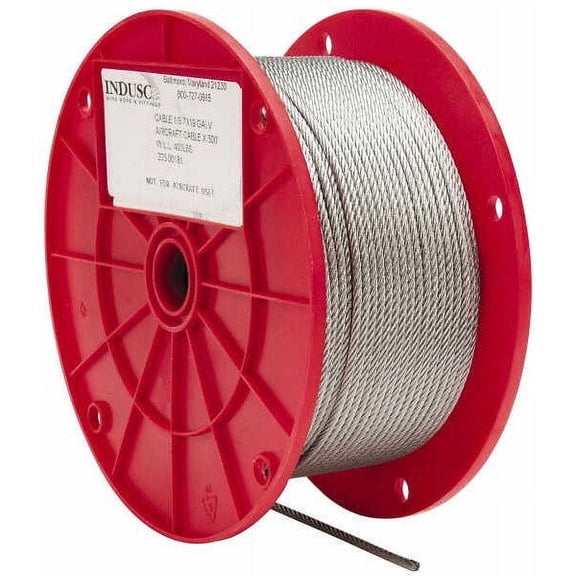 Jones-Sports 250' 3/16" 7x7 Steel Aircraft Cable No Clamps