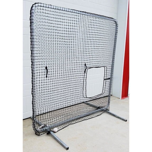 Jones-Sports Professional 7' x 7' Softball Safety Screen Frame with #42(60 Ply) Pillow Case Net for Softball. Add Wheel Kit
