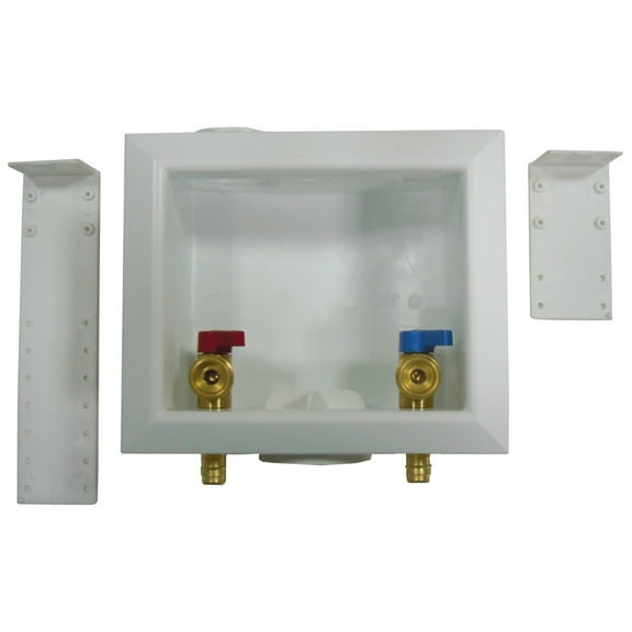 Jones Stephens B05944 Washing Machine Valve Box 1/2 Wirsbo Style Pex C/O - White