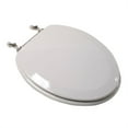 thumbnail image 1 of Jones Stephens C014WD00BN White Elongated Wood Toilet Seat, 1 of 1