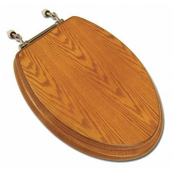 Jones Stephens C3b2e118ch Decorative Wood Toilet Seat In Dark Oak W/Chrome Hng Elong -