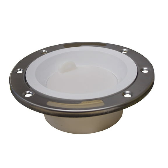 Jones Stephens C57045 3 X 4 Pvc Closet Flange W/Ss Ring & Knockout - White