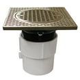 thumbnail image 1 of 3" x 4" PVC Pipe Fit Drain Base with 3-1/2" Plastic Spud and 5" Nickel Bronze St, 1 of 1