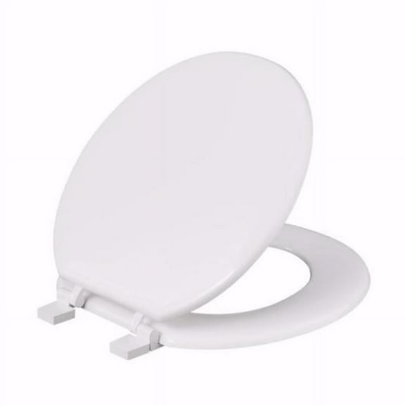 Jones Stephens C001WD00 Molded Wood Toilet Seat, Closed Front with Cover - Round - White