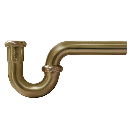 Jones Stephens P3892PB 1-1/4 Tubular P-Trap 17 Gauge, Polished Brass