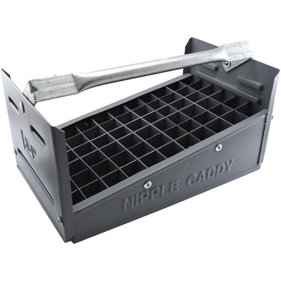 Jones Stephens Plastic Nipple Caddy, 3/4" Size, 66 pc Capacity (13-1/4" x 7-7/8" x 6-1/2"), Grey, N70175