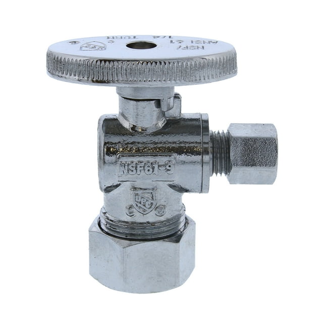 Jones Stephens S10317 5/8 Od X 1/4 Od Chr Angle 1/4 Turn Sply Stop(Lead Free) - Chrome