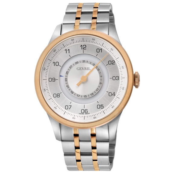 Gevril Jones Swiss automatic SW200 single handed watch Silver Two-tone | Silver Dial