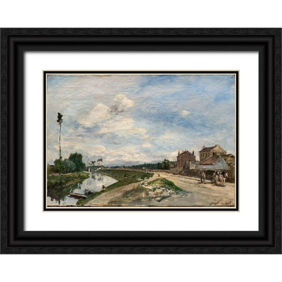 Jongkind, Johan Barthold 14x11 Black Ornate Wood Framed with Double Matting Museum Art Print Titled - The Seine at Bas-Meudon