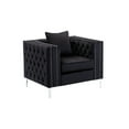 thumbnail image 1 of Joni 40 Inch Armchair, Chesterfield Design, Button Tufting, Black Velvet - Saltoro Sherpi, 1 of 5