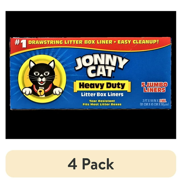 (4 pack) Jonny Cat Heavy Duty Jumbo Cat Litter Box Liners, 5 count