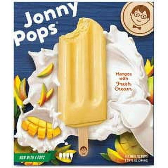 JonnyPops Mango and Cream Smoothie Pops, 2.06 Fluid Ounce - 4 count per pack -- 6 packs per case
