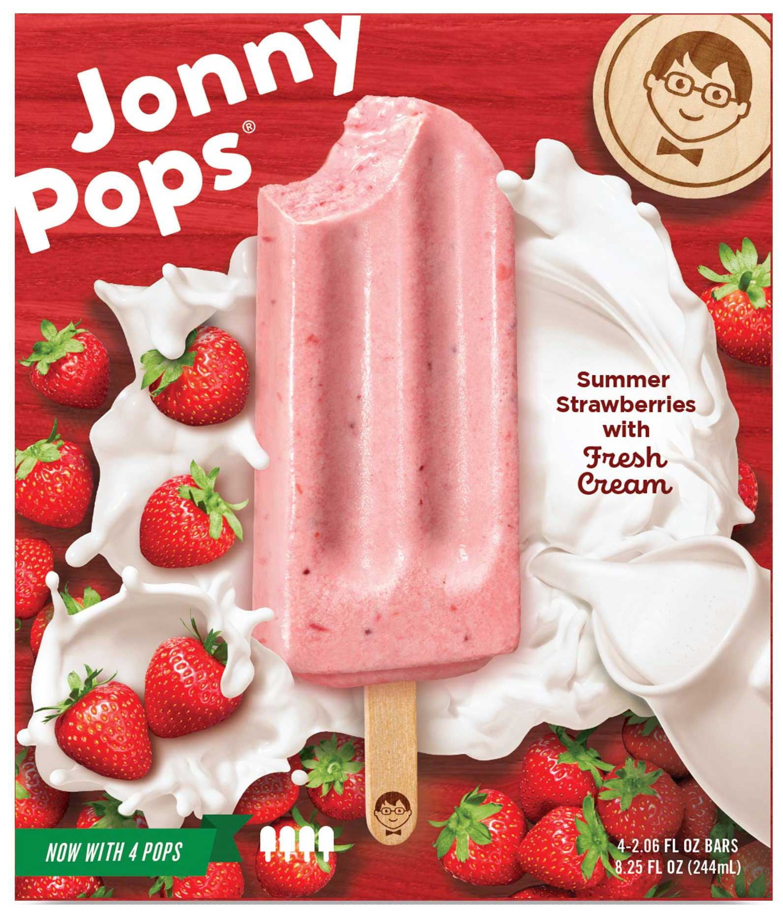 JonnyPops Strawberries and Creme Smoothie Pops, 2.06 Fluid Ounce - 4 count per pack -- 6 packs per case
