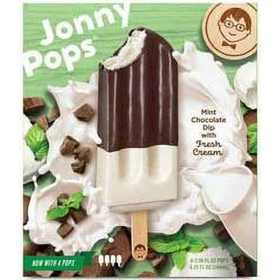 JonnyPops Vanilla Mint Chocolate and Cream Smoothie Pops, 2.06 Fluid Ounce - 4 count per pack -- 6 packs per case