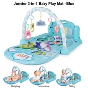 SIMANLI 3-in-1 Baby Play Mat and Activity Gym with Tummy Time & Kick & Play Piano for Infant, Blue