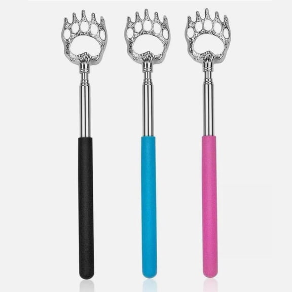 Jonster Telescopic Bear Paw Back Scratcher - Stainless Steel 5-Claw Massage Tool with Soft Foam Handle, Portable Extendable Itch Relief Stick (3-Piece Set)