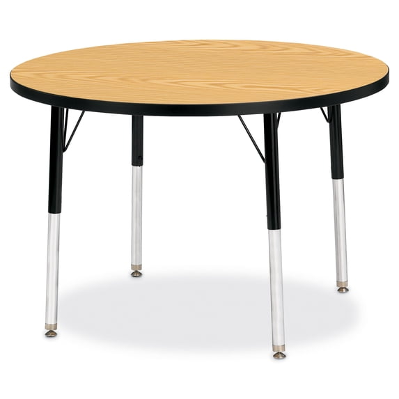 Round Activity Table - 36" Diameter, A-height - Oak/Black/Black