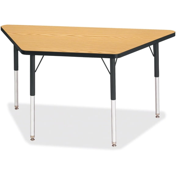 Trapezoid Activity Tables - 24" X 48", A-height - Oak/Black/Black