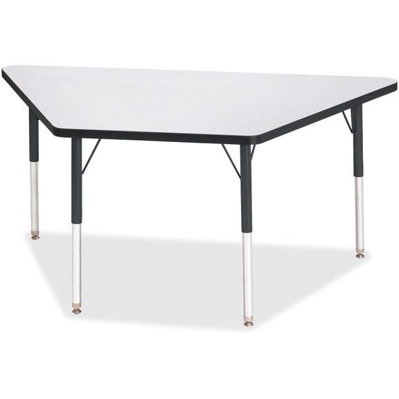 Trapezoid Activity Tables - 30" X 60", A-height - Freckled Gray/Black/Black