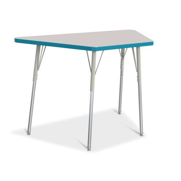 Trapezoid Activity Tables - 24" X 48", A-height - Freckled Gray/Teal/Gray