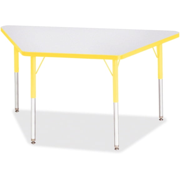 Trapezoid Activity Tables - 24" X 48", A-height - Freckled Gray/Yellow/Gray