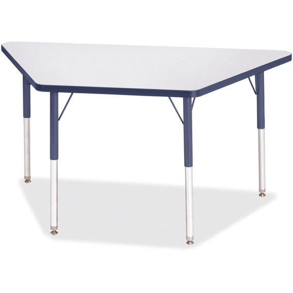 Trapezoid Activity Tables - 24" X 48", A-height - Freckled Gray/Navy/Gray