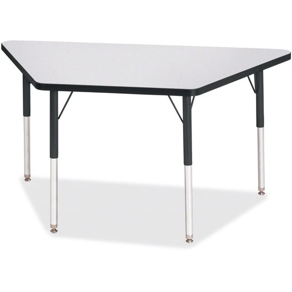 Trapezoid Activity Tables - 24" X 48", A-height - Freckled Gray/Black/Black