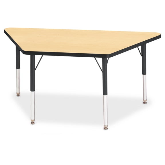 Trapezoid Activity Tables - 24" X 48", E-height - Maple/Black/Black