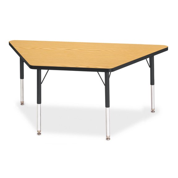 Trapezoid Activity Tables - 30" X 60", E-height - Oak/Black/Black