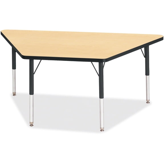 Trapezoid Activity Tables - 30" X 60", E-height - Maple/Black/Black