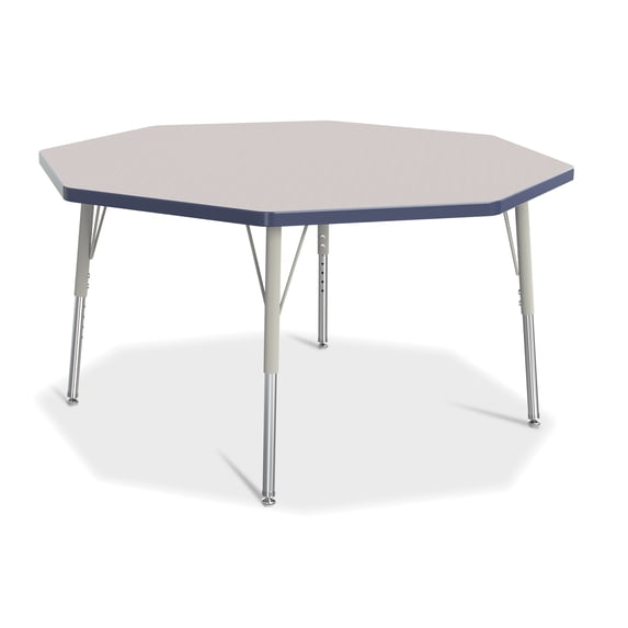 Octagon Activity Table - 48" X 48", E-height - Freckled Gray/Navy/Gray