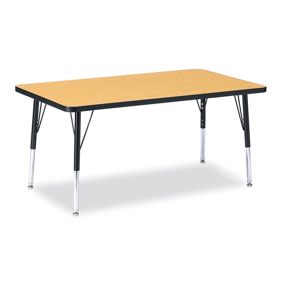 Rectangle Activity Table - 30" X 48", E-height - Oak/Black/Black