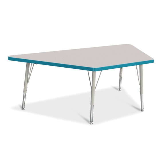 Trapezoid Activity Tables - 30" X 60", E-height - Freckled Gray/Teal/Gray